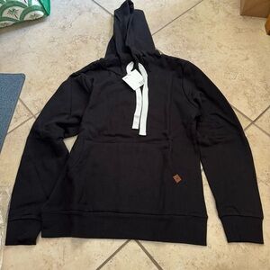 Doublju Black Hoodie with White Accents